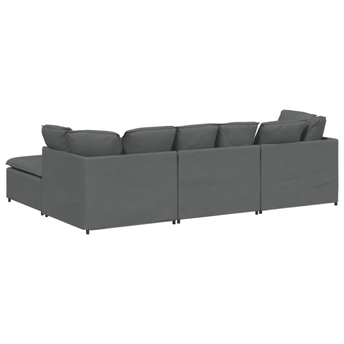 vidaXL Modular Sofa with Footstool&Cushions Fabric Dark Grey