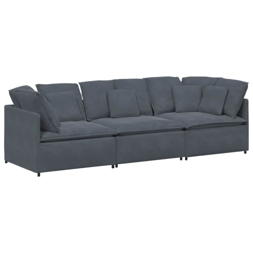 vidaXL Modular Sofa with Cushions Velvet Dark Grey