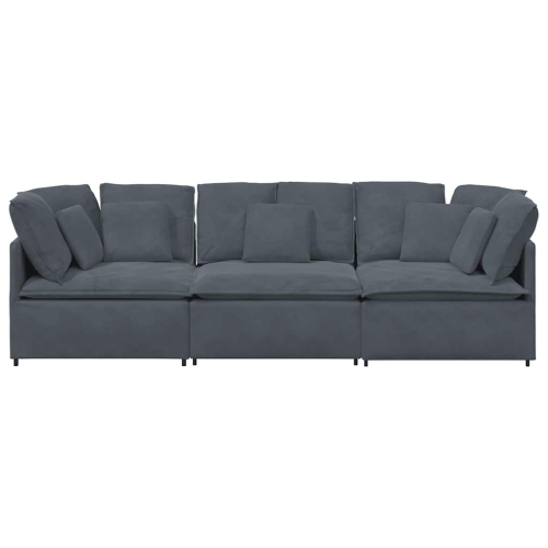 vidaXL Modular Sofa with Cushions Velvet Dark Grey