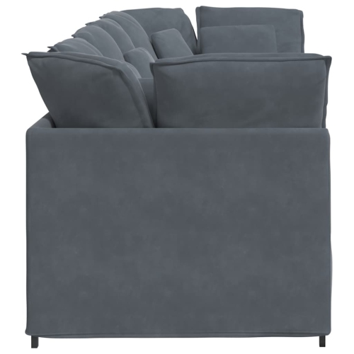 vidaXL Modular Sofa with Cushions Velvet Dark Grey