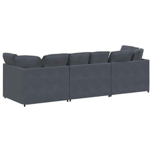 vidaXL Modular Sofa with Cushions Velvet Dark Grey