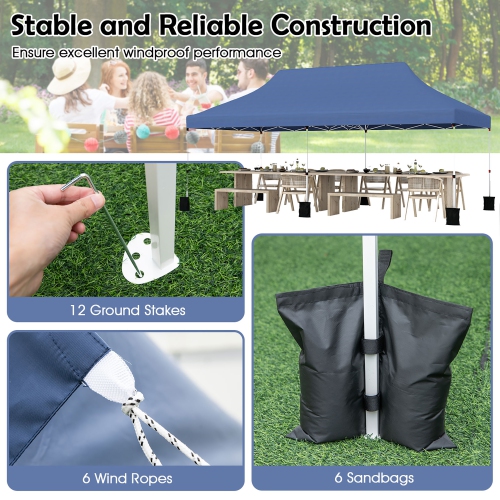 Gymax 10 x 20FT Pop-up Canopy Tent Folding Instant Sun Shelter w/ 3 Adjustable Heights