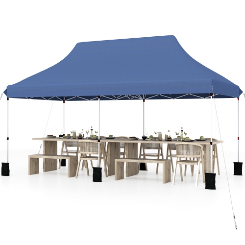 Gymax 10 x 20FT Pop-up Canopy Tent Folding Instant Sun Shelter w/ 3 Adjustable Heights