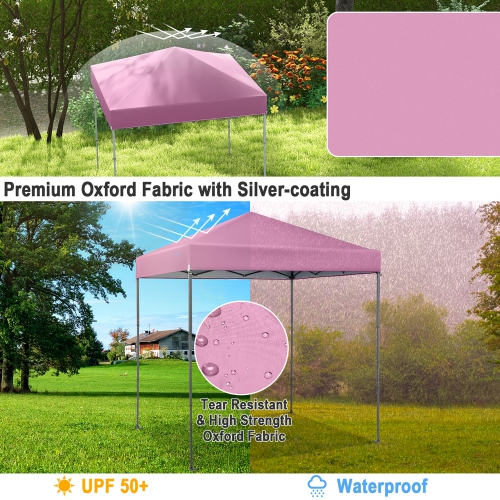Gymax 6.6x6.6 FT Folding Pop-up Canopy w/ 6.2-8 Height Adjustment Outdoor Pink