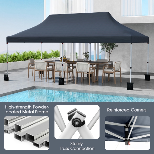 Gymax 10 x 20FT Pop-up Canopy Tent Folding Instant Sun Shelter w/ 3 Adjustable Heights