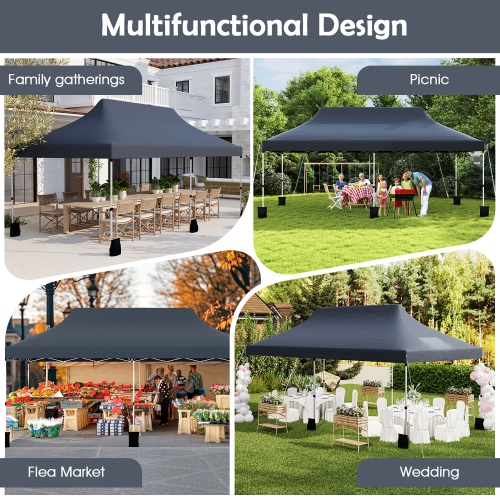 Gymax 10 x 20FT Pop-up Canopy Tent Folding Instant Sun Shelter w/ 3 Adjustable Heights
