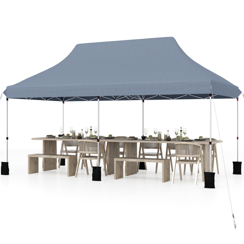 Gymax 10 x 20FT Pop-up Canopy Tent Folding Instant Sun Shelter w/ 3 Adjustable Heights