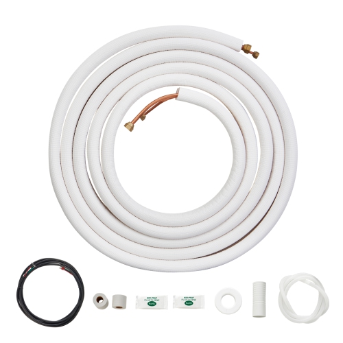 VEVOR  25Ft Mini Split Line Set, 1/4" & 3/8" O.d Copper Pipes Tubing And Triple-Layer Insulation, for Air Conditioning Or Heating Pump Equipment &