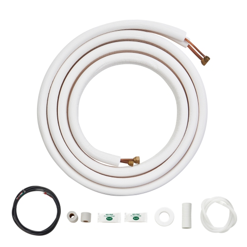 VEVOR  16Ft Mini Split Line Set, 1/4" & 3/8" O.d Copper Pipes Tubing And Triple-Layer Insulation, for Air Conditioning Or Heating Pump Equipment &