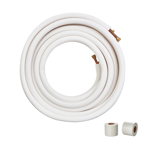 VEVOR  50Ft Mini Split Line Set, 3/8" & 5/8" O.d Copper Pipes Tubing And Triple-Layer Insulation, for Mini Split Air Conditioning Refrigerant Or