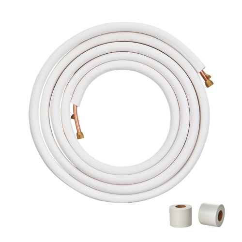 VEVOR 25FT Mini Split Line Set, 3/8" & 5/8" O.D Copper Pipes Tubing and Triple-Layer Insulation, for Mini Split Air Conditioning Refrigerant or