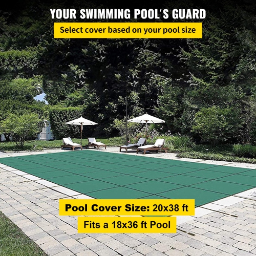 VEVOR 18x36ft Pool Safety Cover Fits Rectangle Inground Pools, Safety Pool Cover with Drainage Holes, Mesh Solid Pool Cover for Swimming Pool, Winter