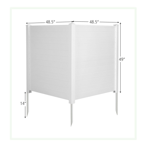 Gymax 2 PCS Outdoor PVC Privacy Panels 2-Pack Picket Fence W/ 3 Cuspidal Foot Stakes