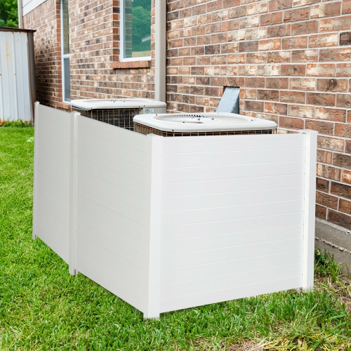 Gymax 2 PCS Outdoor PVC Privacy Panels 2-Pack Picket Fence W/ 3 Cuspidal Foot Stakes