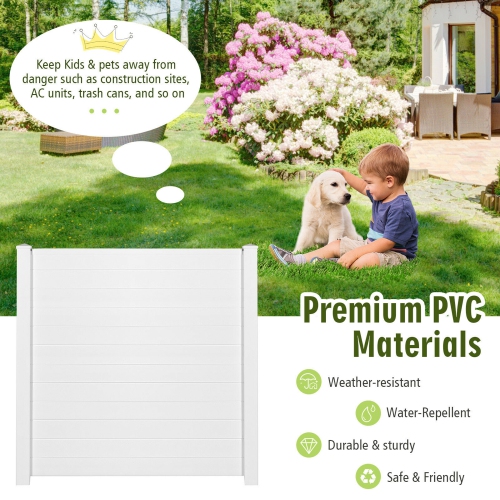 Gymax 2 PCS Outdoor PVC Privacy Panels 2-Pack Picket Fence W/ 3 Cuspidal Foot Stakes