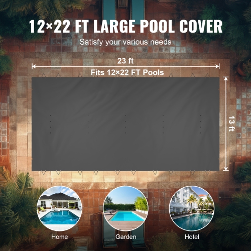 VEVOR 10.5x18.6ft Pool Safety Cover Fits Rectangle Inground Pools, Safety Pool Cover with Drainage Holes, Mesh Pool Cover for Swimming Pool, PVC