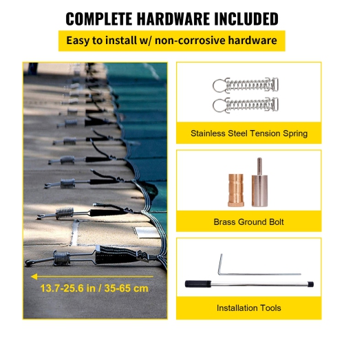 VEVOR 20x40ft Pool Safety Cover Fits Rectangle Inground Pools, Safety Pool Cover with 4x10ft Center End Step, Mesh Solid Pool Cover with Drainage