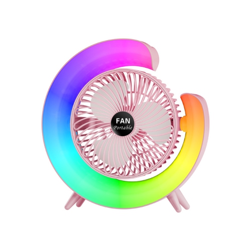 YOULIGHTS  5 Inch Desk Fan \w Led Light, 3 Speeds Portable Table 180° Tilt Fan, USB Rechargeable Battery Powered, Quiet Cooling Fan for Bedroom Home