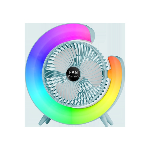 YOULIGHTS  5 Inch Desk Fan \w Led Light, 3 Speeds Portable Table 180° Tilt Fan, USB Rechargeable Battery Powered, Quiet Cooling Fan for Bedroom Home