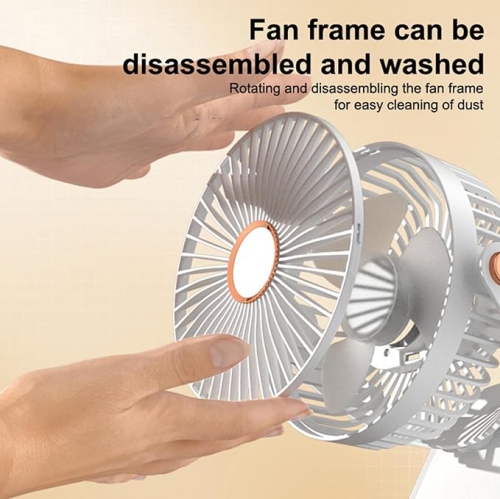 YOULIGHTS Five-Speed 720° Rotation Silent Electric Fan with LED Light Strong Cold Wind Long-Lasting Electric Fan, Portable Clip-On Electric Fan for