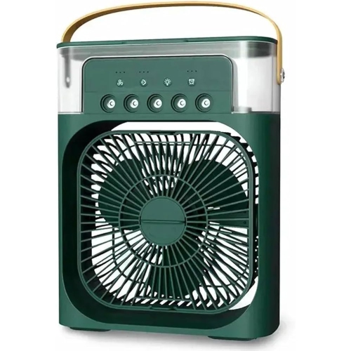 YOULIGHTS Five-hole Ice and Humidification Portable Fan, USB Electric Fan, LED Night Light, Water Mist Fun 3-in-1 Home Air Humidifier(Green)