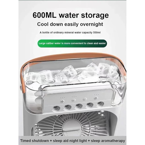 YOULIGHTS Five-hole Ice and Humidification Portable Fan, USB Electric Fan, LED Night Light, Water Mist Fun 3-in-1 Home Air Humidifier(Green)