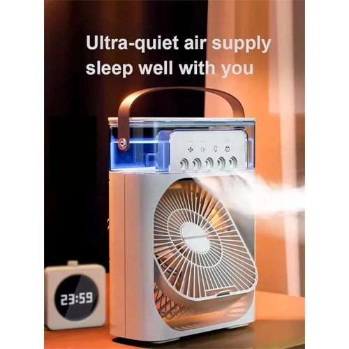 YOULIGHTS Five-hole Ice and Humidification Portable Fan, USB Electric Fan, LED Night Light, Water Mist Fun 3-in-1 Home Air Humidifier(Green)