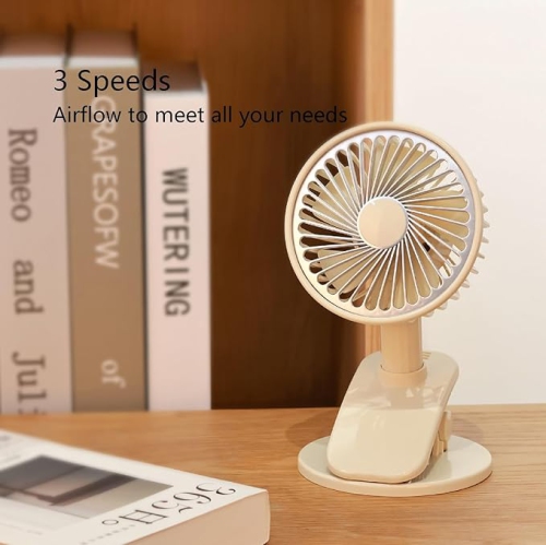YOULIGHTS Ultra Quiet Small Fan with Sturdy Clamp and Night Light, Portable Table Fan, 3-Speed Powerful Airflow for Office Desktop Travel(White)
