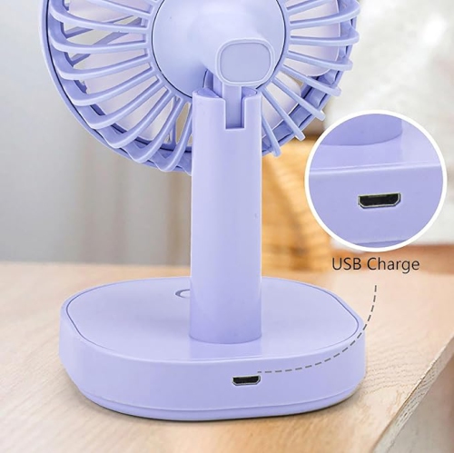 YOULIGHTS Ultra Quiet Mini Small Fan with LED Light, Portable Table Fan, Rechargeable Air Circulator Fan, 3 Speeds USB Fan for Office Dorm Bedroom