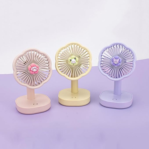 YOULIGHTS Ultra Quiet Mini Small Fan with LED Light, Portable Table Fan, Rechargeable Air Circulator Fan, 3 Speeds USB Fan for Office Dorm Bedroom
