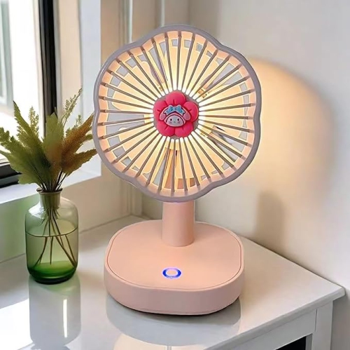 YOULIGHTS Ultra Quiet Mini Small Fan with LED Light, Portable Table Fan, Rechargeable Air Circulator Fan, 3 Speeds USB Fan for Office Dorm Bedroom