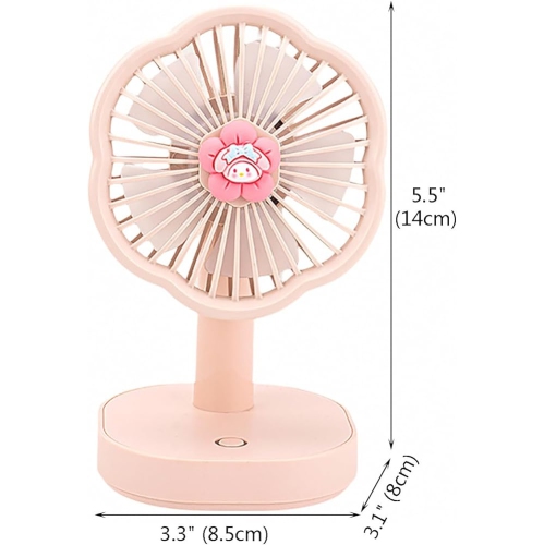 YOULIGHTS Ultra Quiet Mini Small Fan with LED Light, Portable Table Fan, Rechargeable Air Circulator Fan, 3 Speeds USB Fan for Office Dorm Bedroom