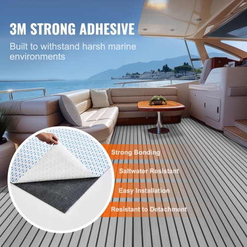 VEVOR 94.5" x 45.7" Boat Flooring, EVA Foam Boat Decking , Non-Slip Self-Adhesive Flooring, 29.9 sq.ft Marine Carpet for Boats, Yacht, Pontoon, Kayak