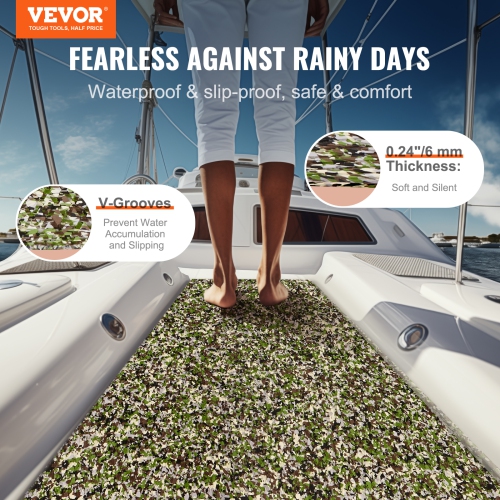 VEVOR 94.5" x 35.4" Boat Flooring, EVA Foam Boat Decking , Non-Slip Self-Adhesive Flooring, 23.2 sq.ft Marine Carpet for Boats, Yacht, Pontoon, Kayak