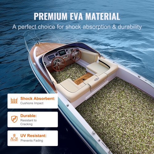 VEVOR 94.5" x 35.4" Boat Flooring, EVA Foam Boat Decking , Non-Slip Self-Adhesive Flooring, 23.2 sq.ft Marine Carpet for Boats, Yacht, Pontoon, Kayak