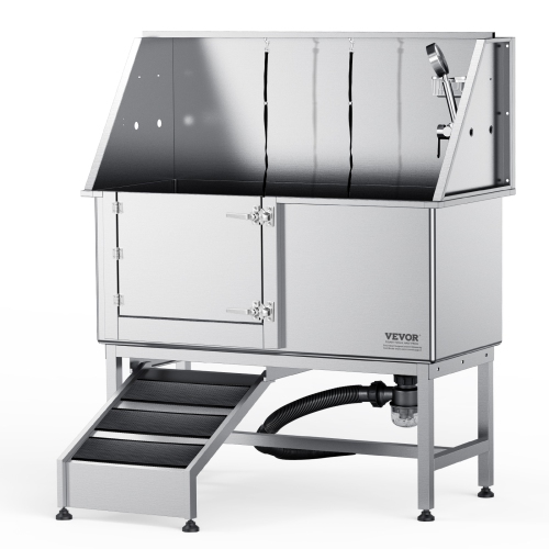 Image 1 de 9.. VEVOR 62" Pet Dog Bathing Station w/Ramp, Professional Stainless Steel Dog Grooming Tub w/ Soap Box, Faucet,Bathtub for Large,Medium,Small Pet,