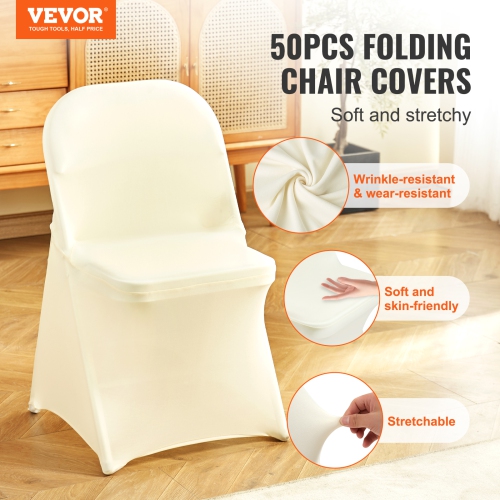 VEVOR Stretch Spandex Folding Chair Covers, Universal Fitted Chair Cover, Removable Washable Protective Slipcovers, for Wedding, Holiday, Banquet,