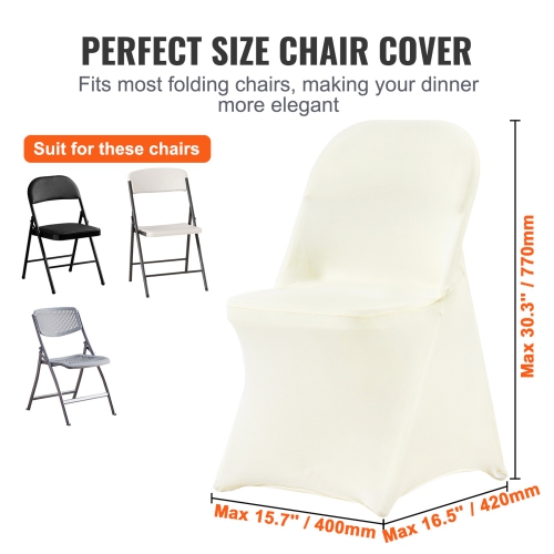 VEVOR Stretch Spandex Folding Chair Covers, Universal Fitted Chair Cover, Removable Washable Protective Slipcovers, for Wedding, Holiday, Banquet,