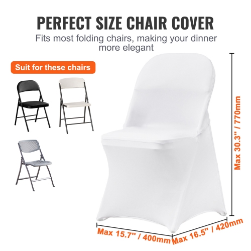 VEVOR Stretch Spandex Folding Chair Covers, Universal Fitted Chair Cover, Removable Washable Protective Slipcovers, for Wedding, Holiday, Banquet,