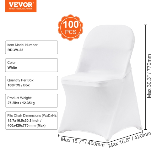 VEVOR Stretch Spandex Folding Chair Covers, Universal Fitted Chair Cover, Removable Washable Protective Slipcovers, for Wedding, Holiday, Banquet,