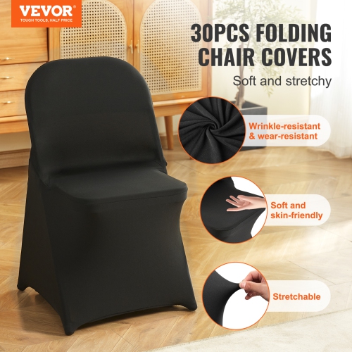 VEVOR Stretch Spandex Folding Chair Covers, Universal Fitted Chair Cover, Removable Washable Protective Slipcovers, for Wedding, Holiday, Banquet,