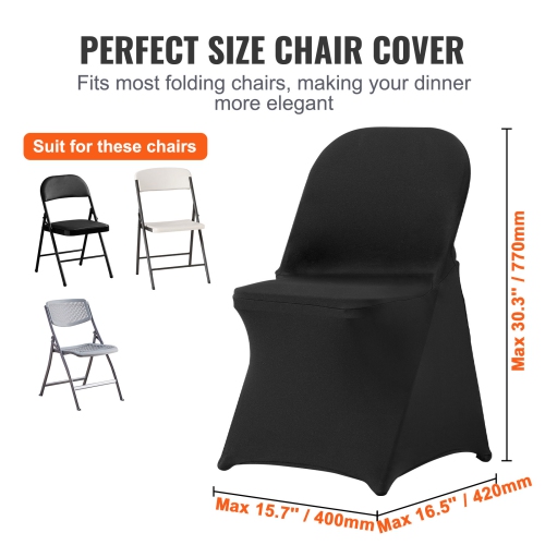 VEVOR Stretch Spandex Folding Chair Covers, Universal Fitted Chair Cover, Removable Washable Protective Slipcovers, for Wedding, Holiday, Banquet,