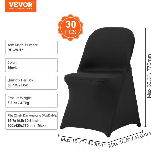 VEVOR Stretch Spandex Folding Chair Covers, Universal Fitted Chair Cover, Removable Washable Protective Slipcovers, for Wedding, Holiday, Banquet,