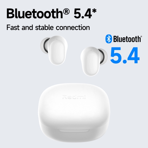 Xiaomi Redmi Buds 6 Play – True Wireless Earbuds with Deep Bass, 36-Hour Battery, IPX4 Water Resistance & Bluetooth 5.4, White