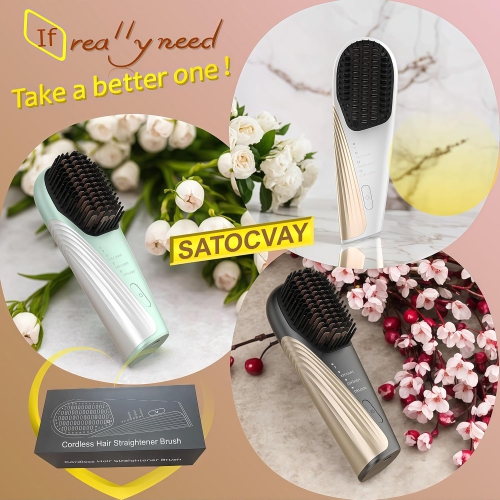 [black] Wireless hair straightening comb, negative ion hair straightener, dual-purpose straight and curly curling iron, portable hair straightening