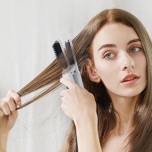 Fer à friser électrique double-usage à double usage pour cheveux droits à température contrôlée deux-en-un sans danger pour les cheveux droits
