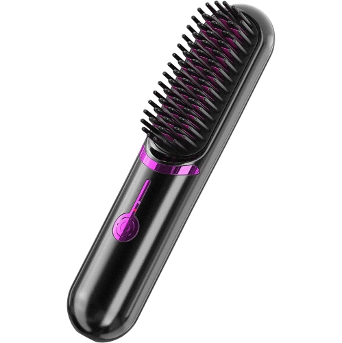 Hair Straightener Cordless USB Charging Mini Wireless Hair Straightener for Women and Men Comb Curl Straight Dual Use Travel Portable