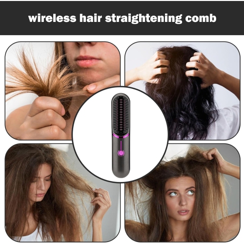 Hair Straightener Cordless USB Charging Mini Wireless Hair Straightener for Women and Men Comb Curl Straight Dual Use Travel Portable