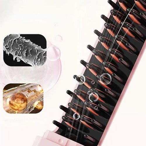 Negative ion electric straight hair comb does not damage hair curling iron wireless portable clamp wet and dry dual-use fluffy artifact(pink)