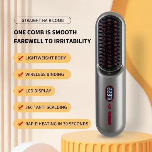 Peigne à cheveux droits rechargeable sans fil à ion négatif portatif de voyage n'endommageant pas le lissage des cheveux et le fer plat à double